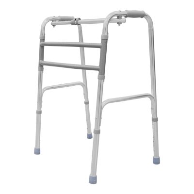 Adjustable folding walker for elderly, disabled isolated on white